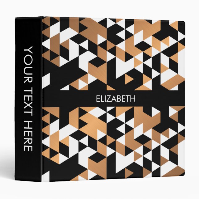 Geometric Black and Golden Pattern Binder (Front/Spine)
