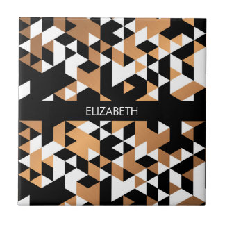 Geometric Black and Golden Pattern Tile