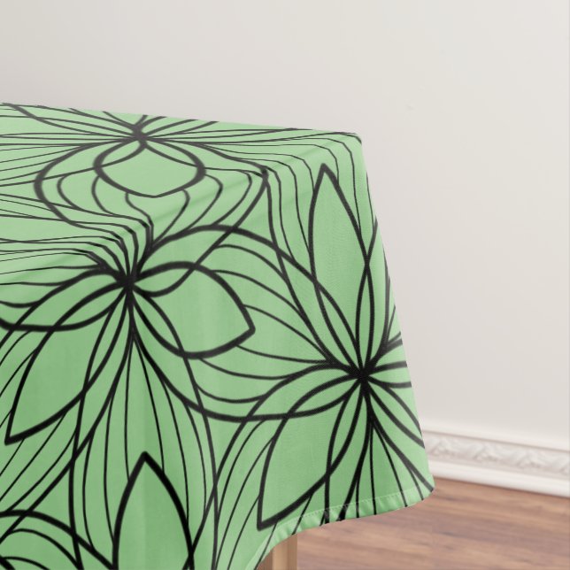 Geometric Black and Green Art TableCloth (In Situ)