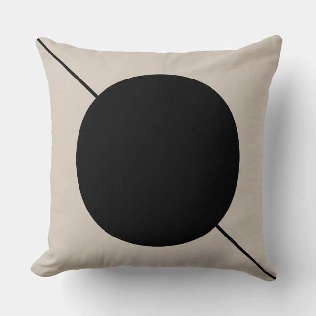 Geometric Black and Ivory Circle Modern Cushion (Front)