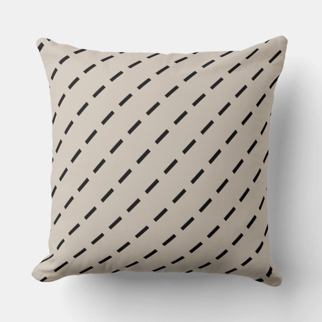 Geometric Black and Ivory dash Modern Cushion (Front)