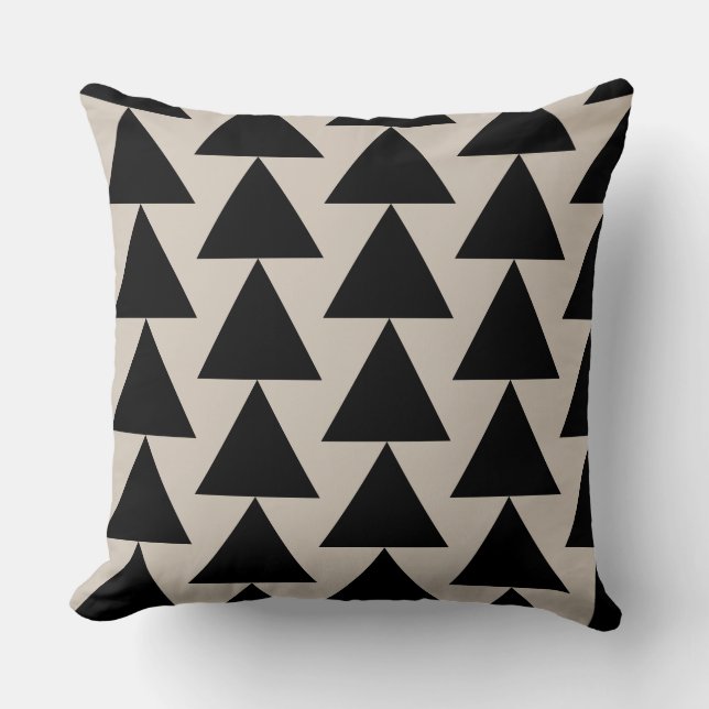 Geometric Black and Ivory Triangle Modern Cushion (Front)