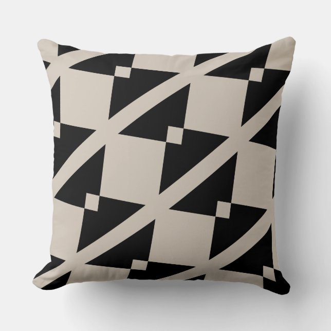 Geometric Black and Ivory Triangle Modern Cushion (Front)