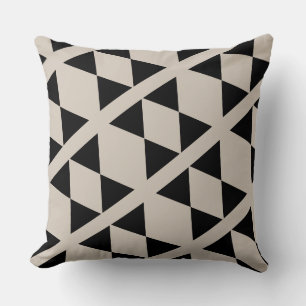 Geometric Black and Ivory Triangle Modern Cushion