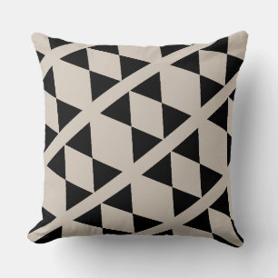 Geometric Black and Ivory Triangle Modern Cushion