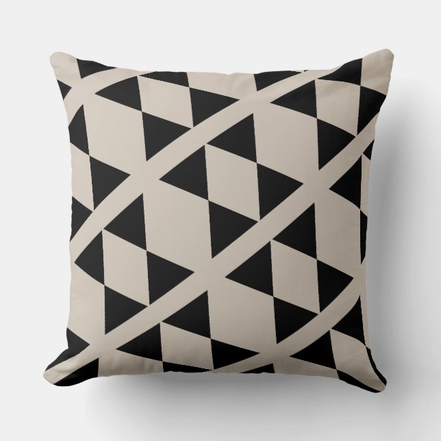 Geometric Black and Ivory Triangle Modern Cushion (Front)