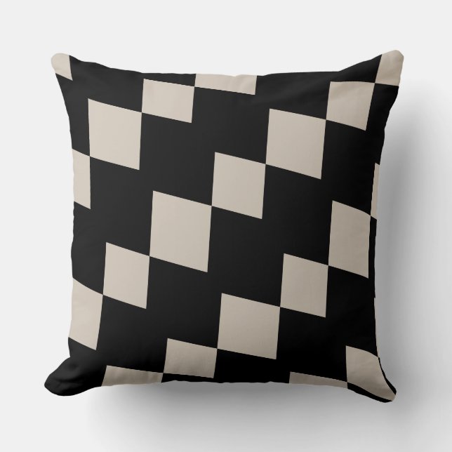 Geometric Black and Ivory Triangle Modern Cushion (Front)