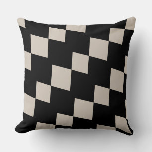 Geometric Black and Ivory Triangle Modern Cushion