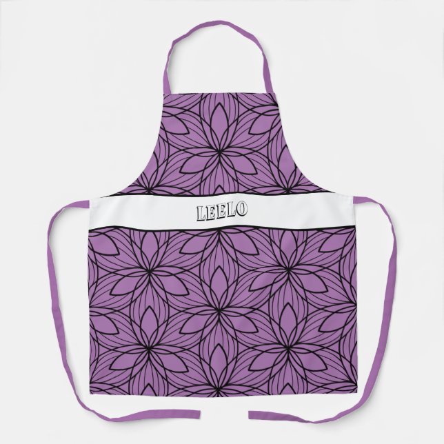Geometric Black and Purple Art Smock Apron (Front)