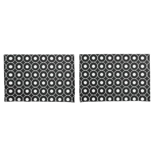 Geometric Black And White Circles Pillowcase (Front-Set)