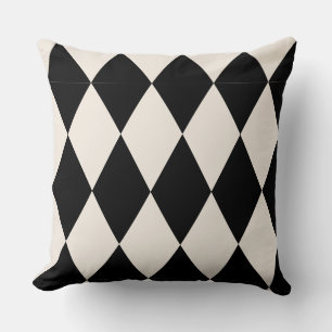 Geometric Black and White Diamond Harlequin Modern Throw Pillow
