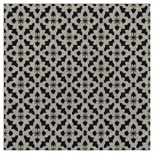 Geometric Black and White Floral Pattern Fabric