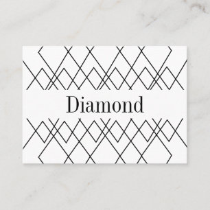 Geometric Black and White Geometric Diamond  Business Card