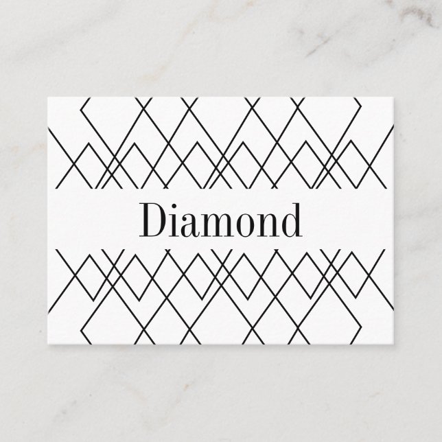 Geometric Black and White Geometric Diamond  Business Card (Front)
