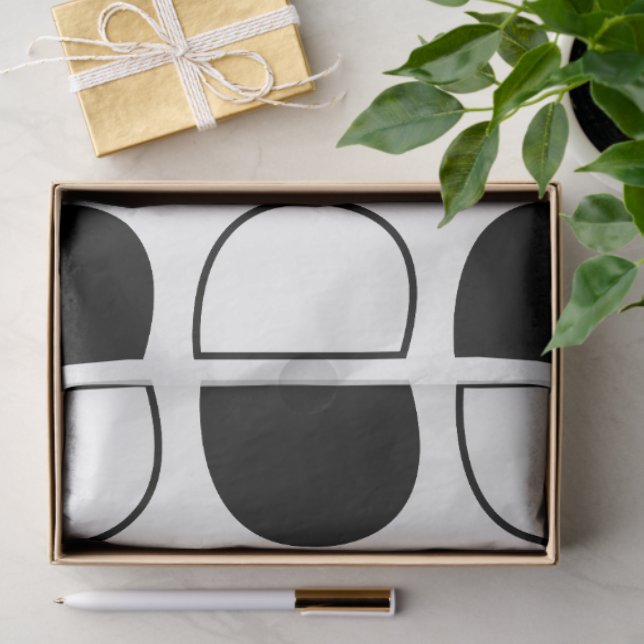 Geometric Black and White Half Circle Tissue Paper (Gift)