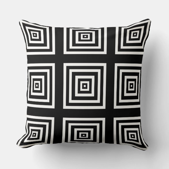 Geometric Black and White Modern Cushion (Front)