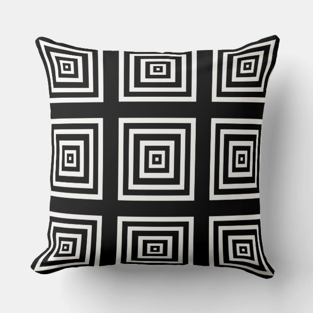 Geometric Black and White Modern Cushion (Front)