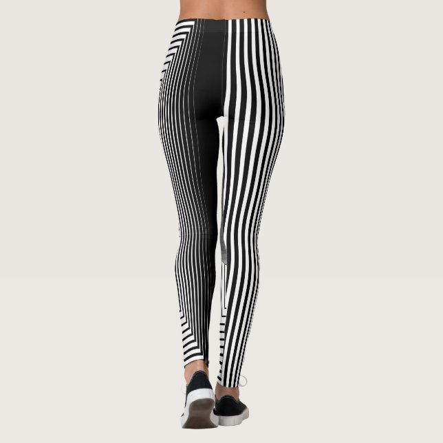geometric black and white pattern leggings (Back)