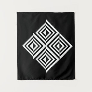 Geometric black and white pattern tapestry