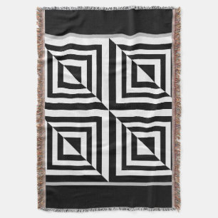 Geometric black and white pattern throw blanket