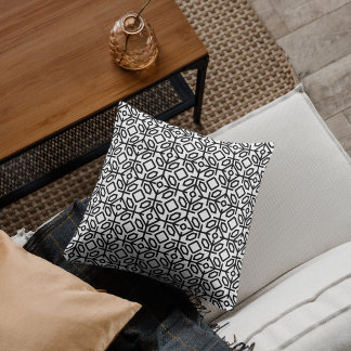Geometric Black and White Patterned Cushion