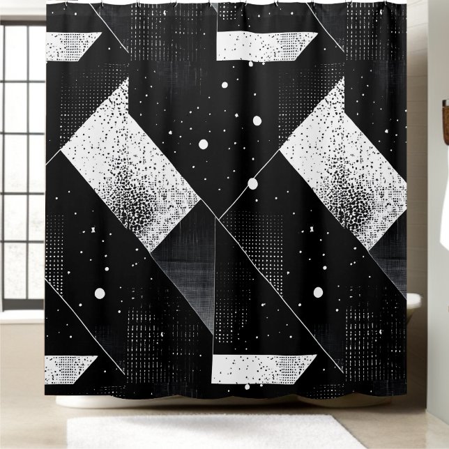 Geometric Black and White Shower Curtain Style 1  (Creator Uploaded)