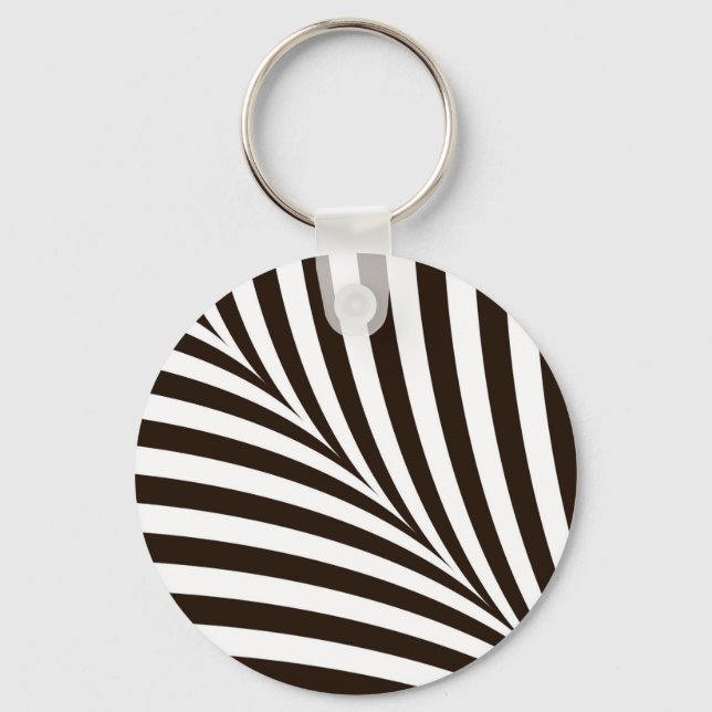 Geometric black and white stripes  keychain (Front)