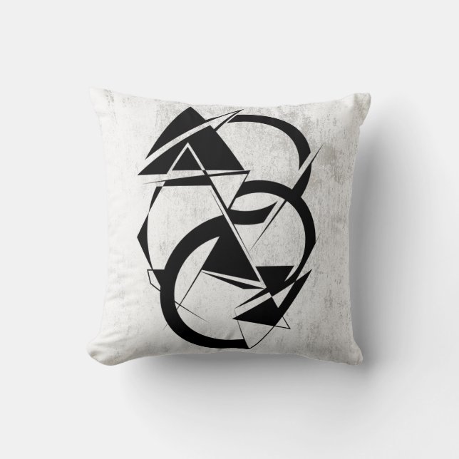 Geometric Black and White Throw Pillow (Front)