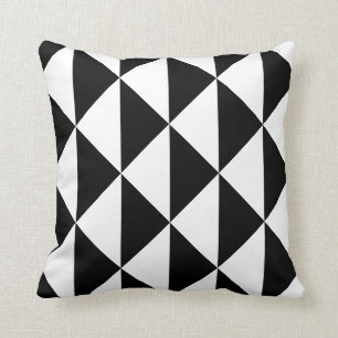 Geometric Black and White Triangle Pattern Throw Pillow