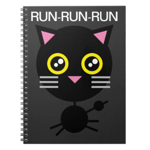 Geometric Black Cat  Notebook
