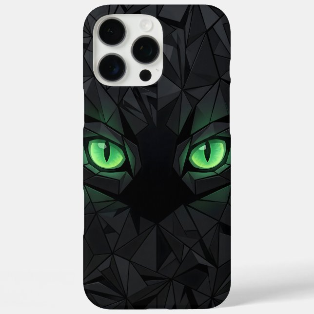 Geometric Black Cat with Emerald Green Eyes Case-Mate iPhone Case (Back)