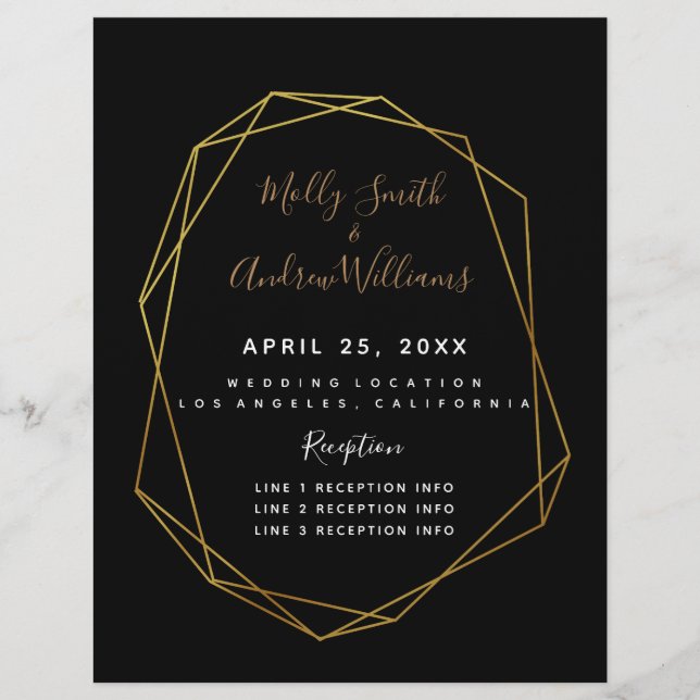 geometric black crystal wedding PROGRAM gold (Front)