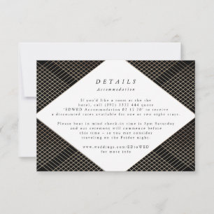 Geometric Black Gold Gatsby Wedding Enclosure RSVP Card