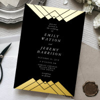 Geometric Black Gold Gatsby Wedding Pressed