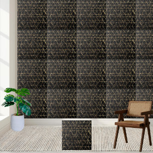 Geometric Black Gold Glitter Unique Modern Luxury  Tile
