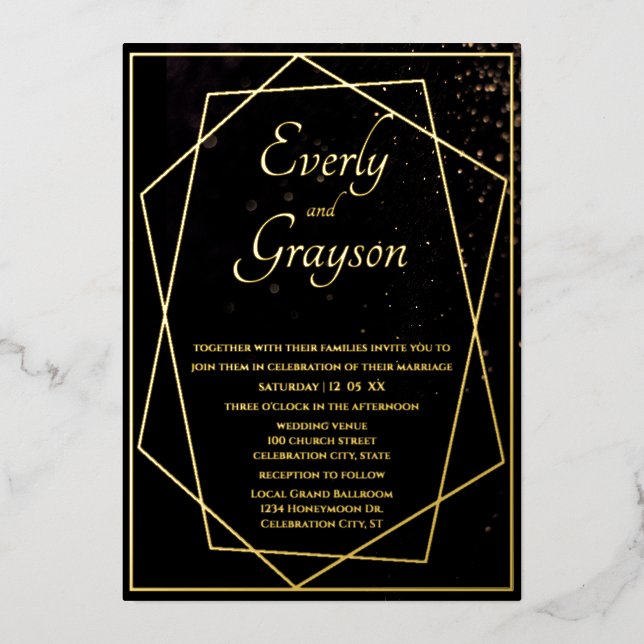 Geometric Black & Gold Wedding     (Front)