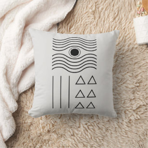 Geometric Black Grey Modern Pattern Home Decor Throw Pillow