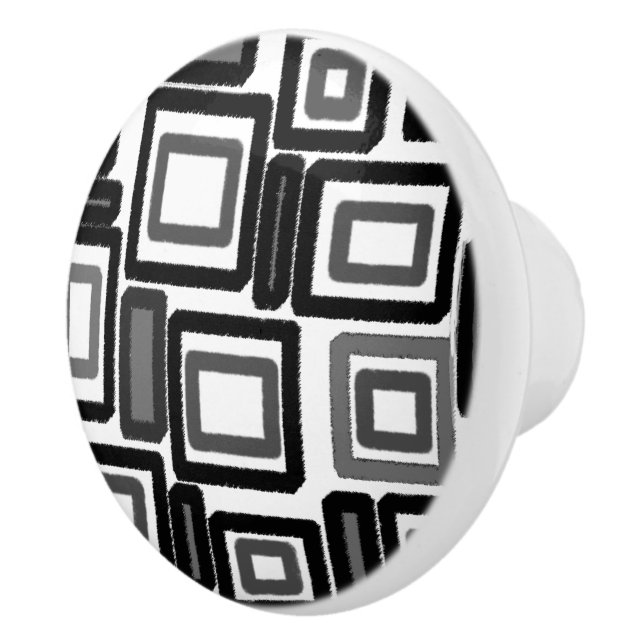 Geometric Black Grey White Pattern Ceramic Knob (Right)