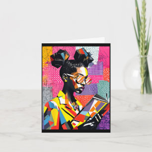 Geometric black history educated women reading card