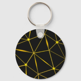 Geometric black triangles gold lines keychain