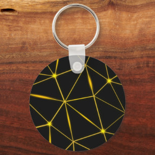 Geometric black triangles gold lines keychain