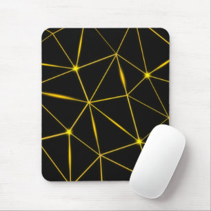 Geometric black triangles gold lines mouse pad