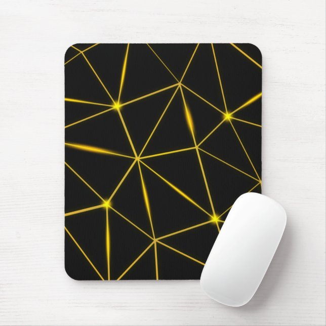 Geometric black triangles gold lines mouse pad (With Mouse)