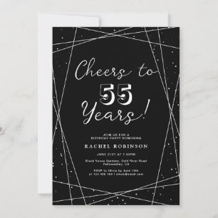 Geometric Black & White Adult Birthday Party Invitation
