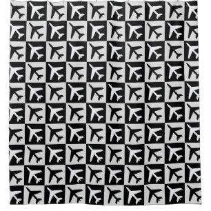 Geometric Black White Aviation Jets Airplane
