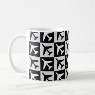 Geometric Black White Aviation Jets Airplane Coffee Mug