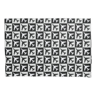 Geometric Black White Aviation Jets Airplane Pillowcase