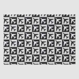 Geometric Black White Aviation Jets Airplane Tissue Paper
