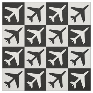 Geometric Black White Flying Jets Airplane Fabric