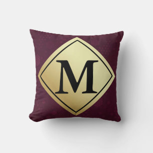 Geometric Black, White & Metallic Gold Throw Pillow